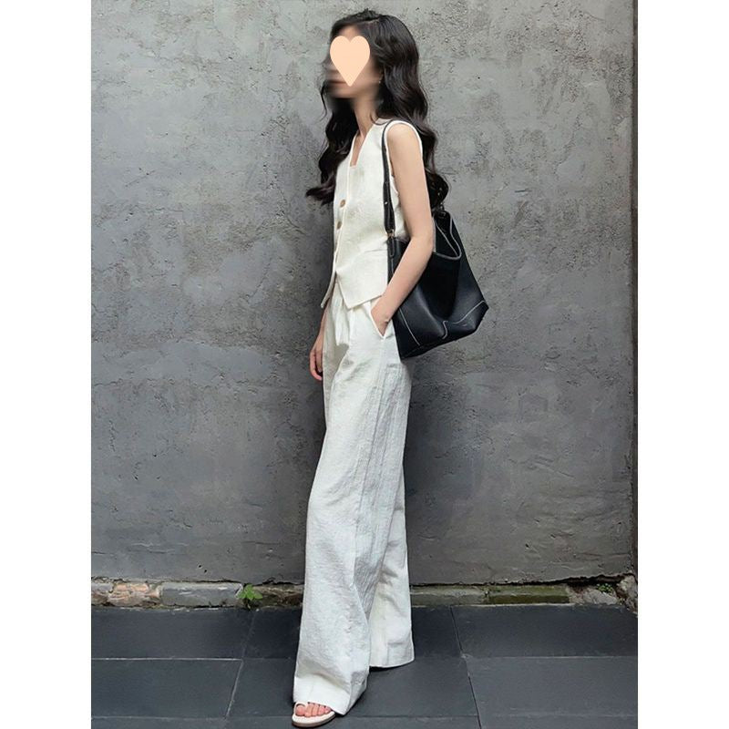 High Waist Wide Leg Pants Two-piece Suit Fashionable - Chic Angle